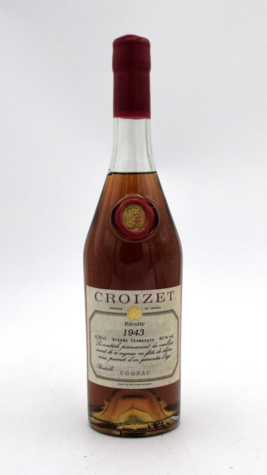 Croizet 'Récolte 1943' Grande Champagne Cognac